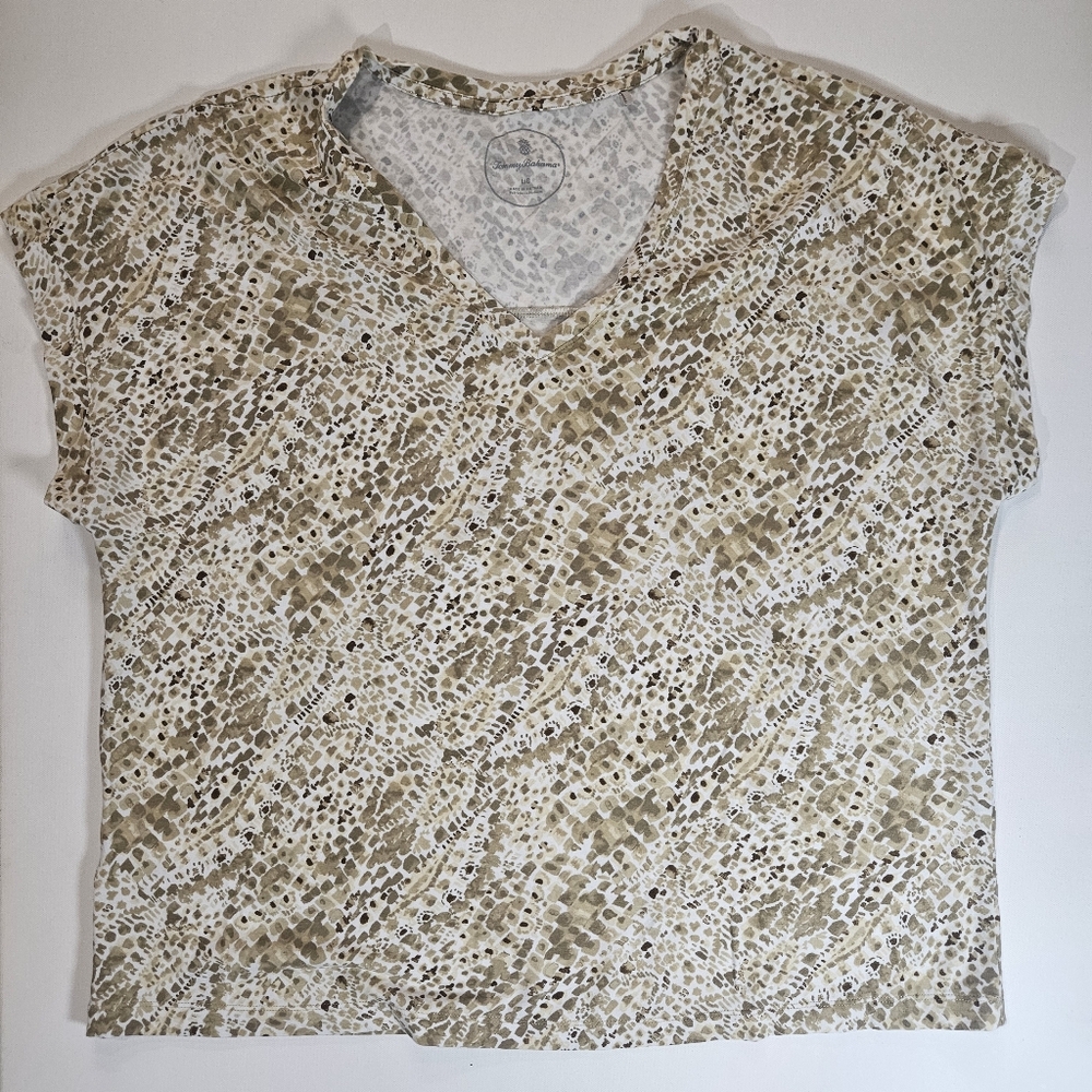 Tommy Bahama Shirt Womens Large Brown Tan Coastal Lightweight Beachy‎ Blouse